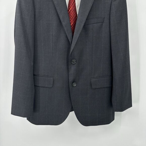 HUGO BOSS jacket blazer sport coat james4/sharp6 100% wool glen plaid gray 40R - Picture 4 of 10